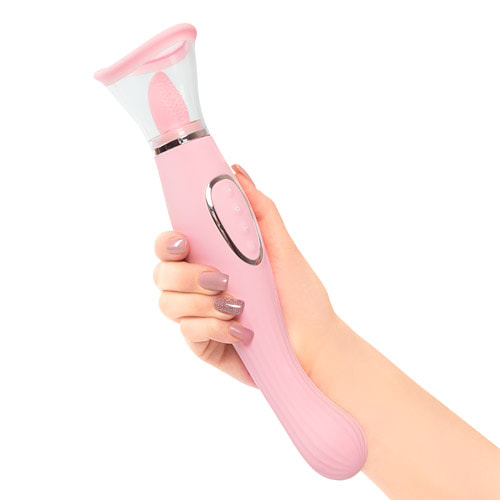 A handheld vibrating vaginal pump