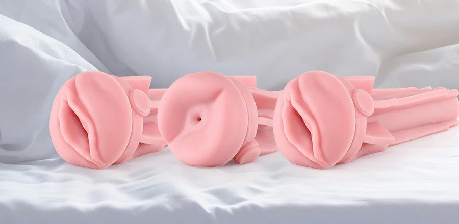 3 intense fleshlight sleeves with orifices for vaginal and anal sex.