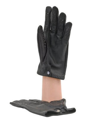 An X large left handed vampire glove with a snap closure.